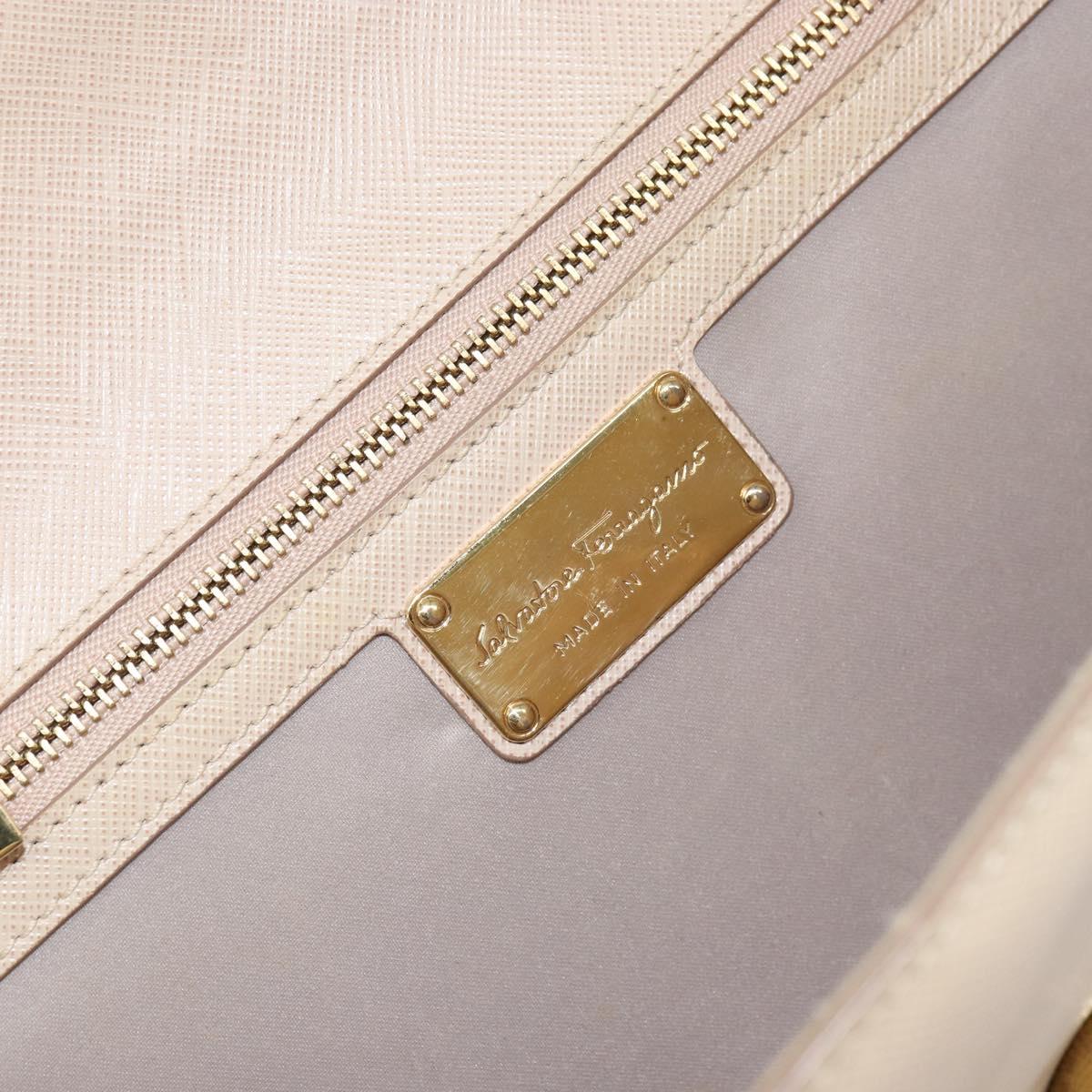 Salvatore Ferragamo Chain Shoulder Bag Leather Pink Gold Auth ka550