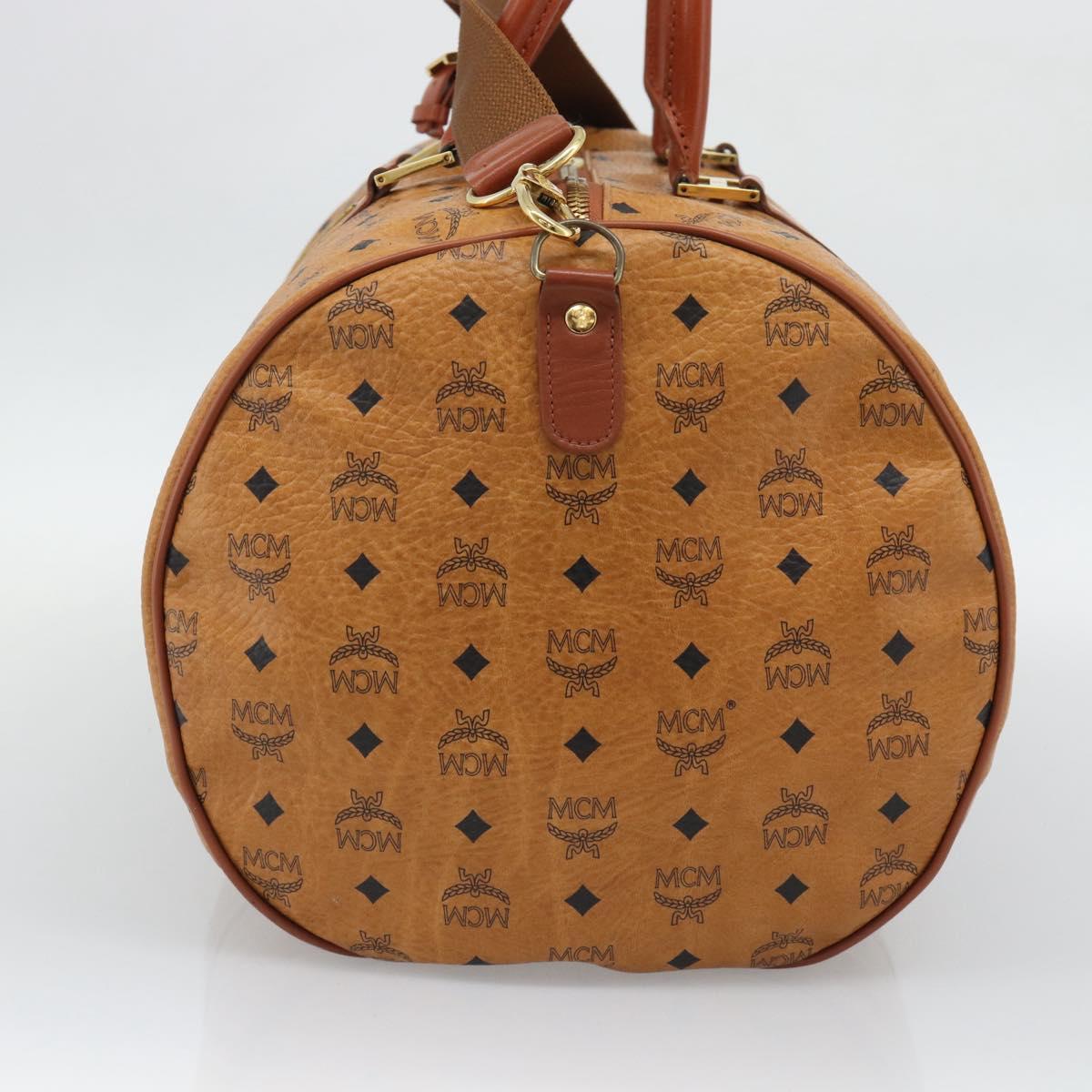 MCM Vicetos Boston Bag PVC Leather 2way Brown Gold Tone Auth ka5503A