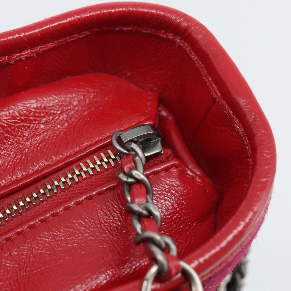CHANEL Gabrielle de Chanel Matelasse Chain Shoulder Bag Canvas Red Auth ka5504M