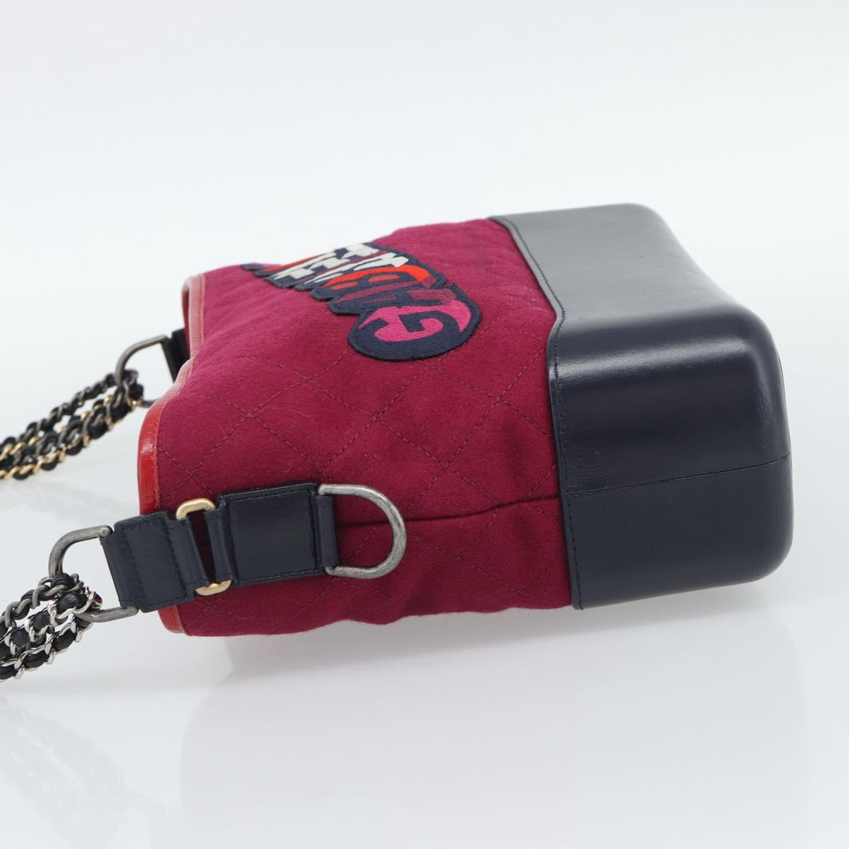 CHANEL Gabrielle de Chanel Matelasse Chain Shoulder Bag Canvas Red Auth ka5504M