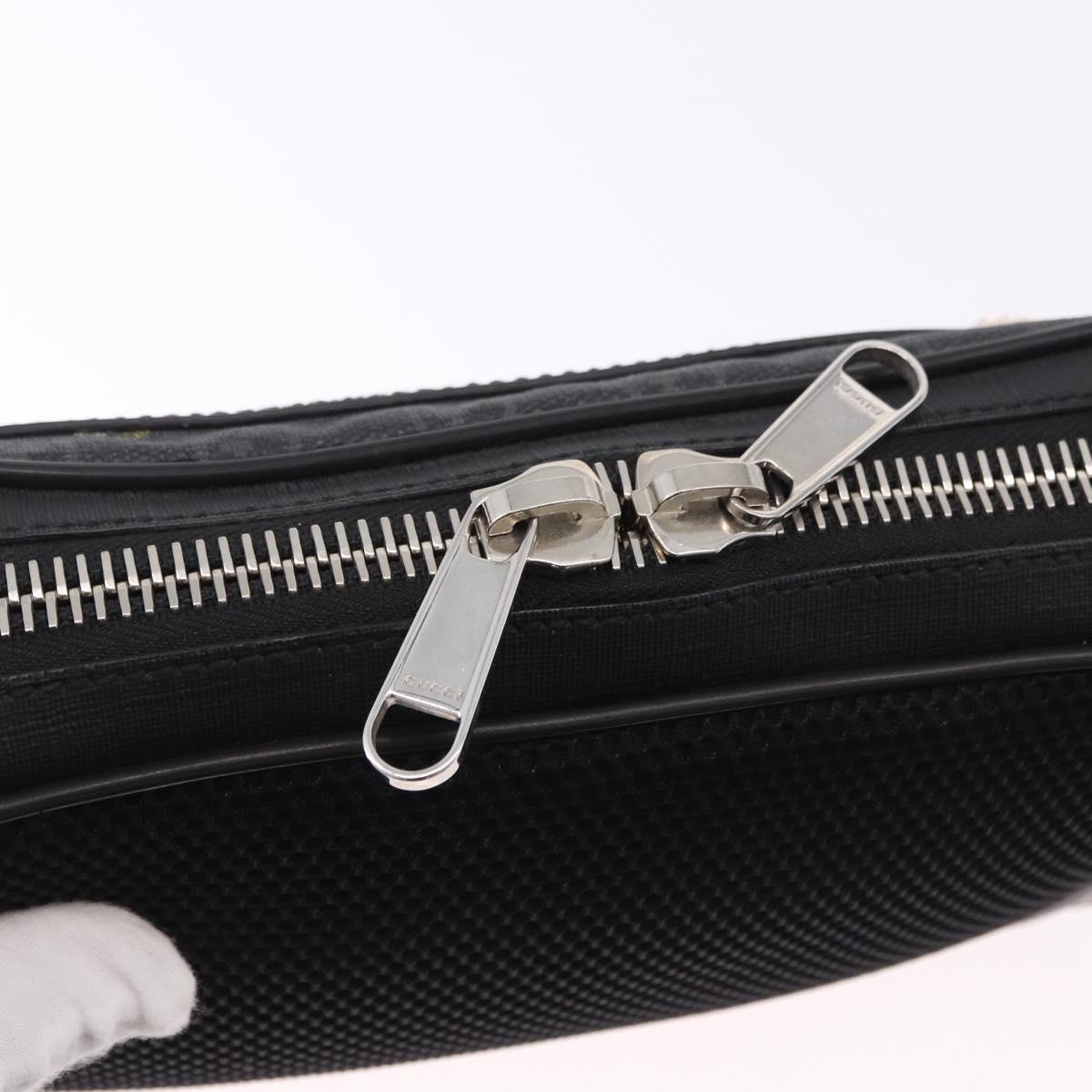 GUCCI GG Supreme Sherry Line Waist Bag PVC Black Silver 474293 Auth ka5506A