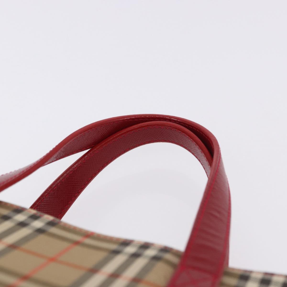 BURBERRY Nova Check Hand Bag Canvas Beige Red Auth ka5507