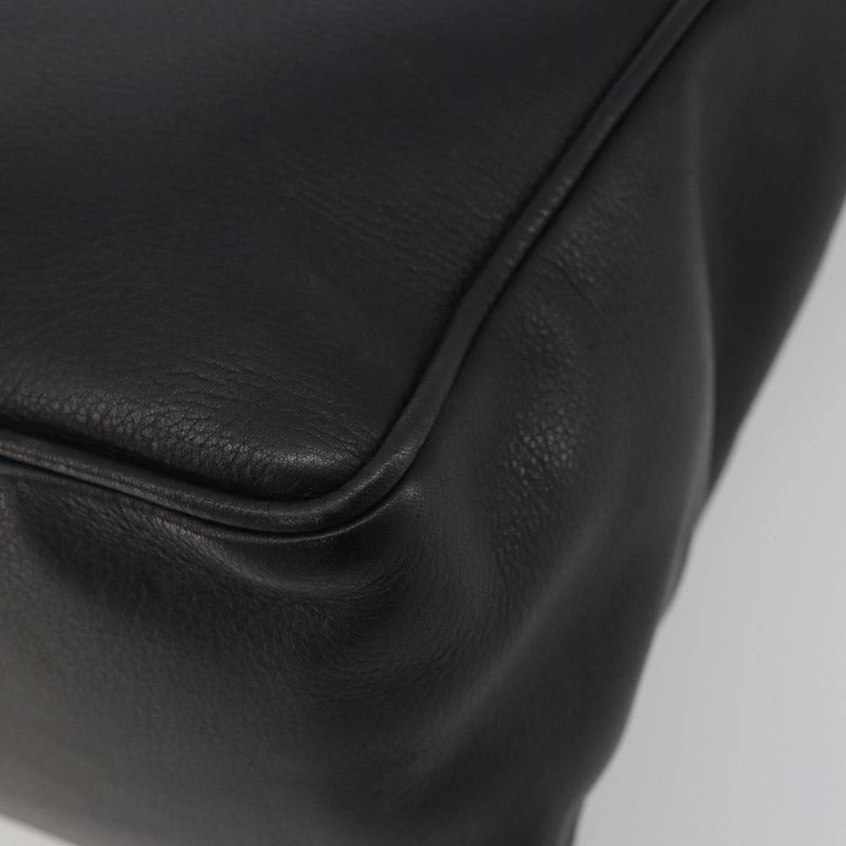 Christian Dior Hand Bag Leather Black Gold Tone Auth ka5510A