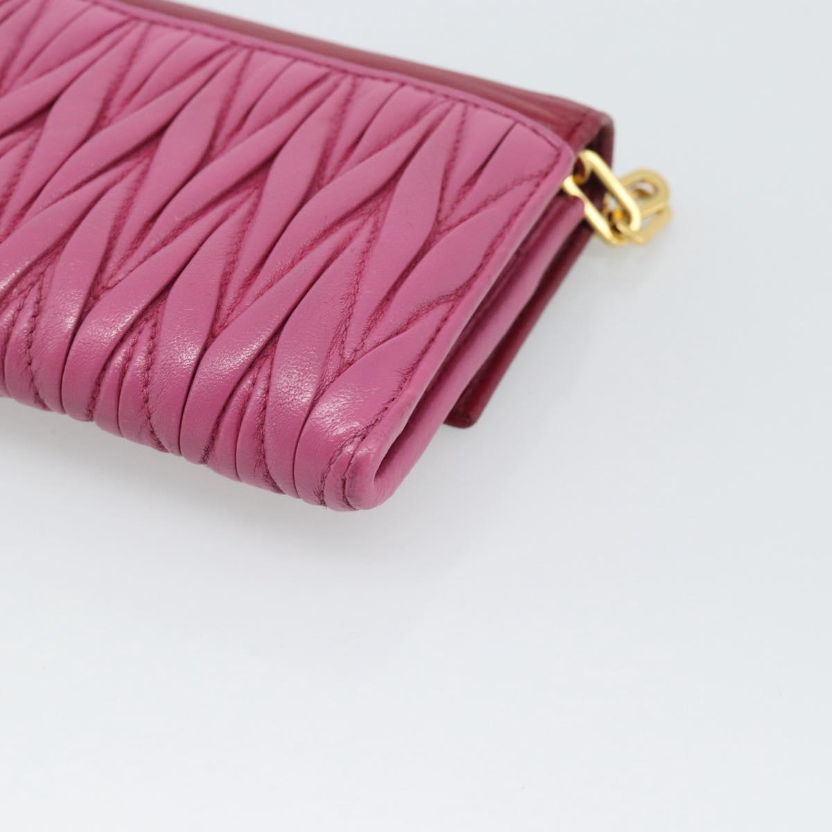 Miu Miu Chain Shoulder Wallet Leather Pink Gold Tone Auth ka5512A