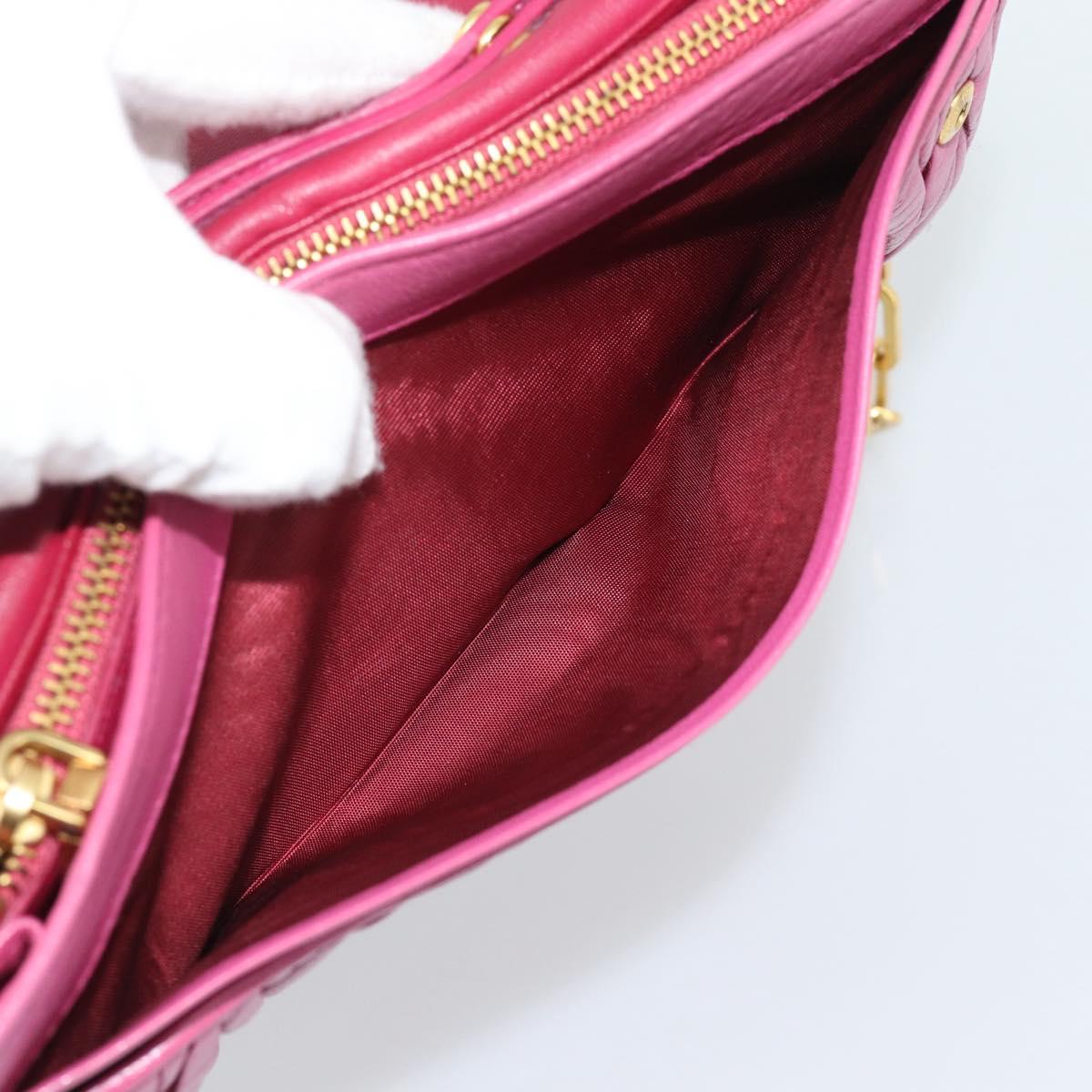 Miu Miu Chain Shoulder Wallet Leather Pink Gold Tone Auth ka5512A
