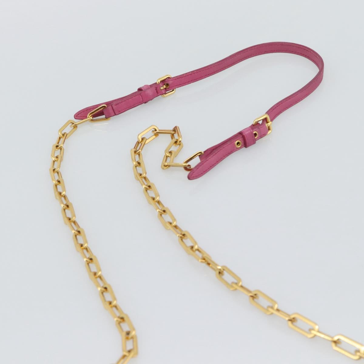 Miu Miu Chain Shoulder Wallet Leather Pink Gold Tone Auth ka5512A