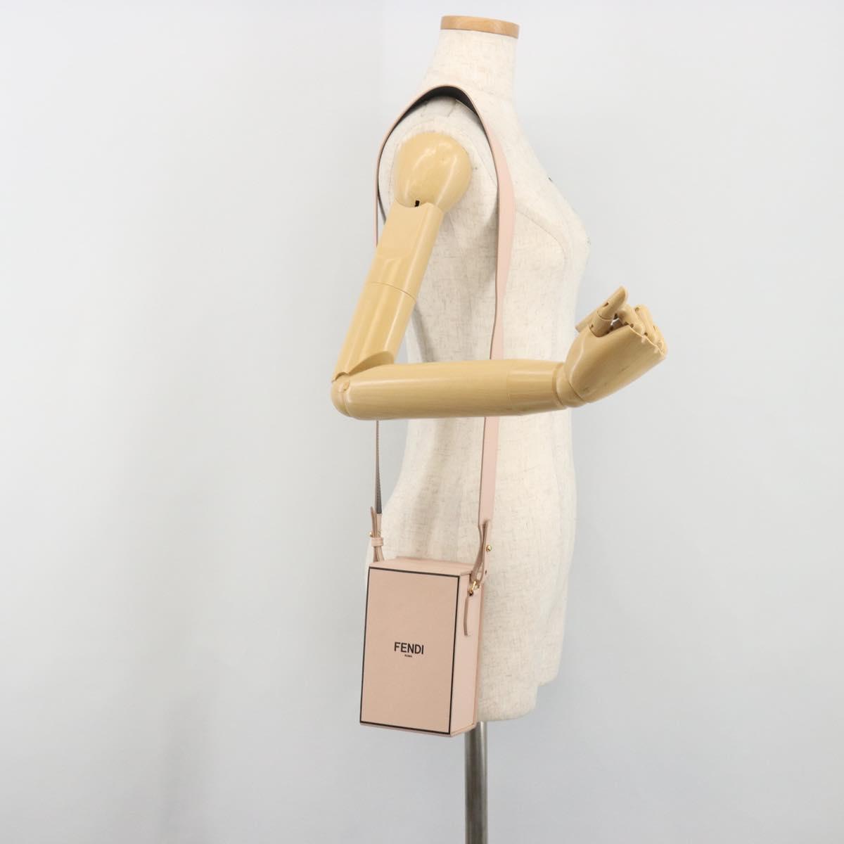 FENDI Shoulder Pouch Leather Pink Gold Tone 8BT339 Auth ka5513A