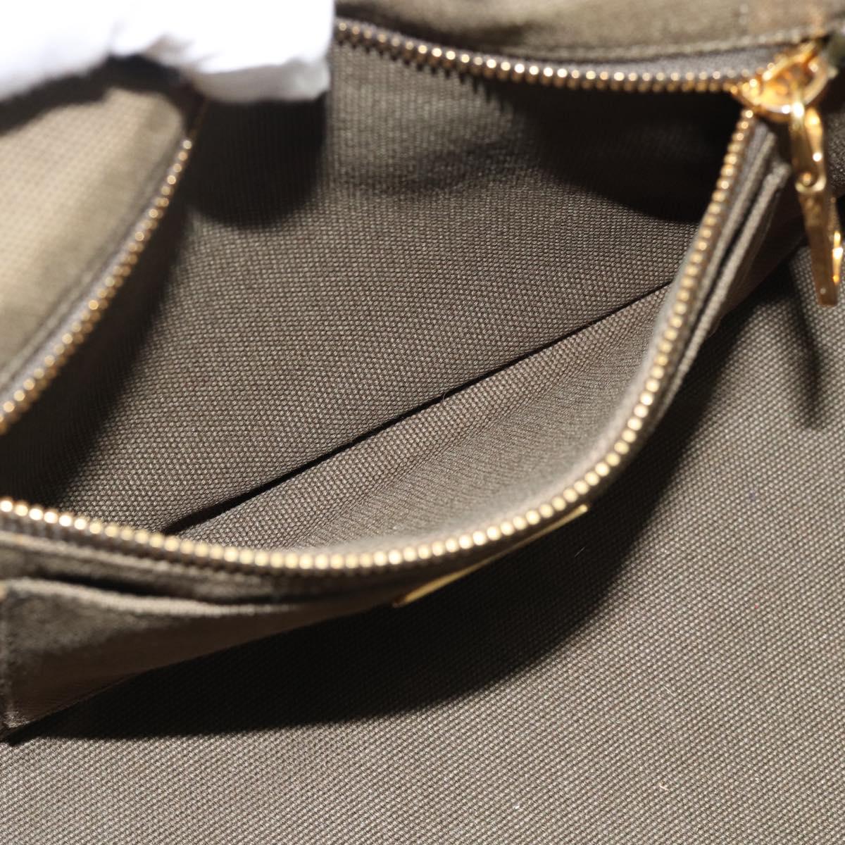 PRADA Canapa PM Hand Bag Canvas Khaki Gold Tone Auth ka5515