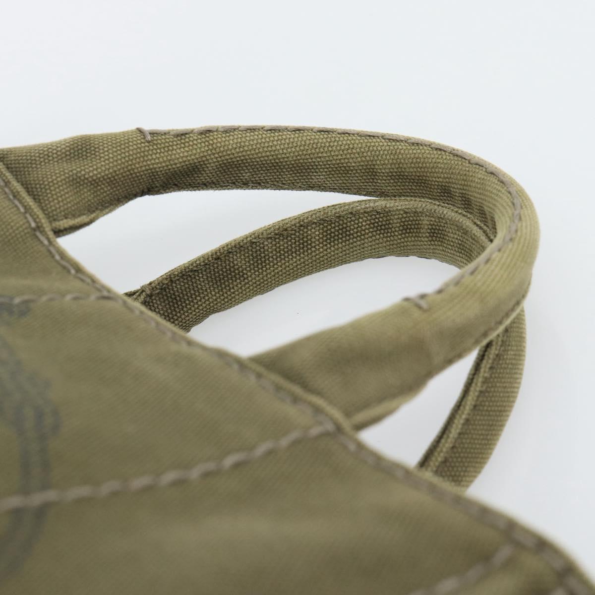 PRADA Canapa PM Hand Bag Canvas Khaki Gold Tone Auth ka5515