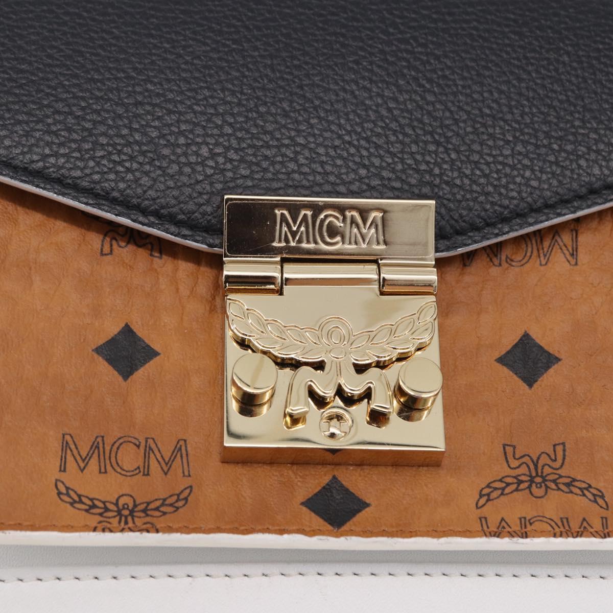 MCM Vicetos Shoulder Bag Leather Brown Gold Tone Auth ka5518A
