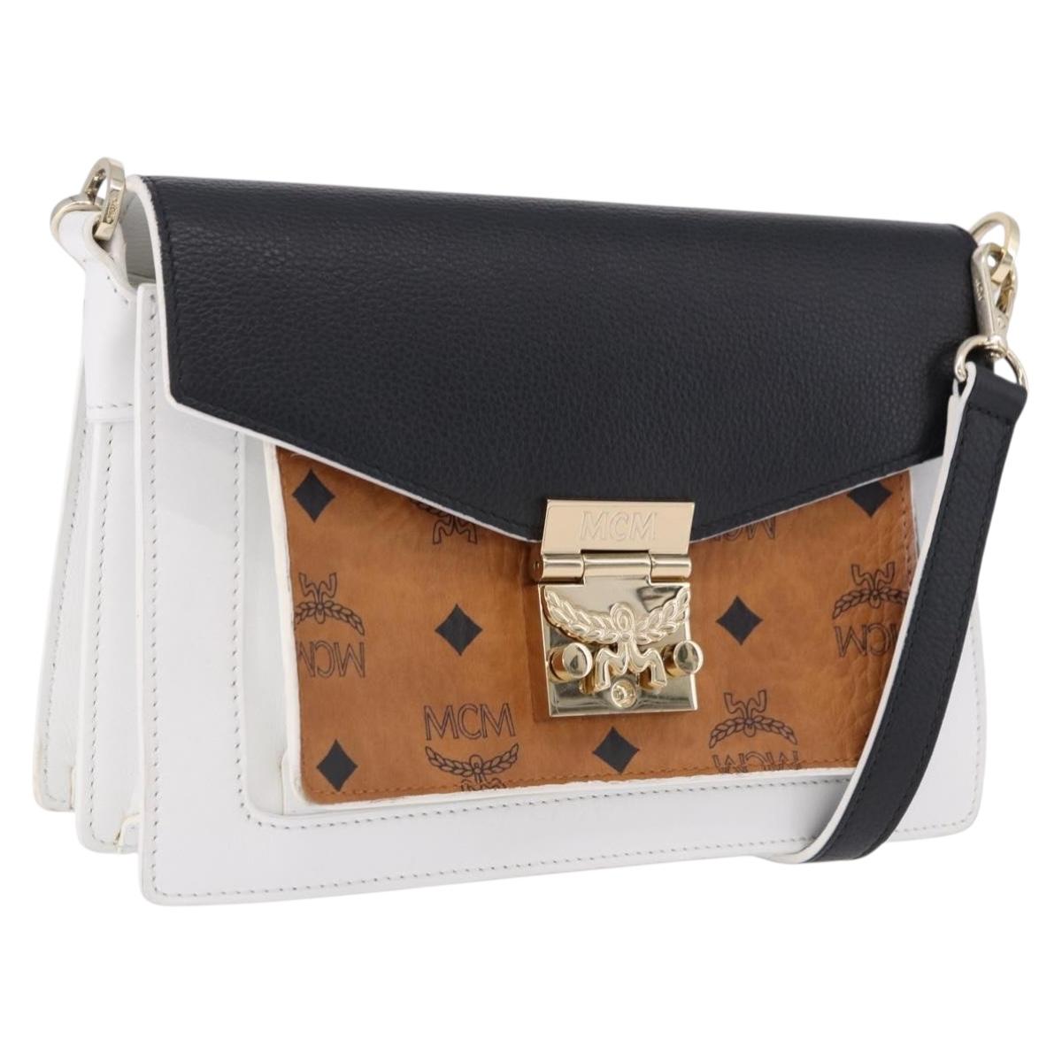 MCM Vicetos Shoulder Bag Leather Brown Gold Tone Auth ka5518A