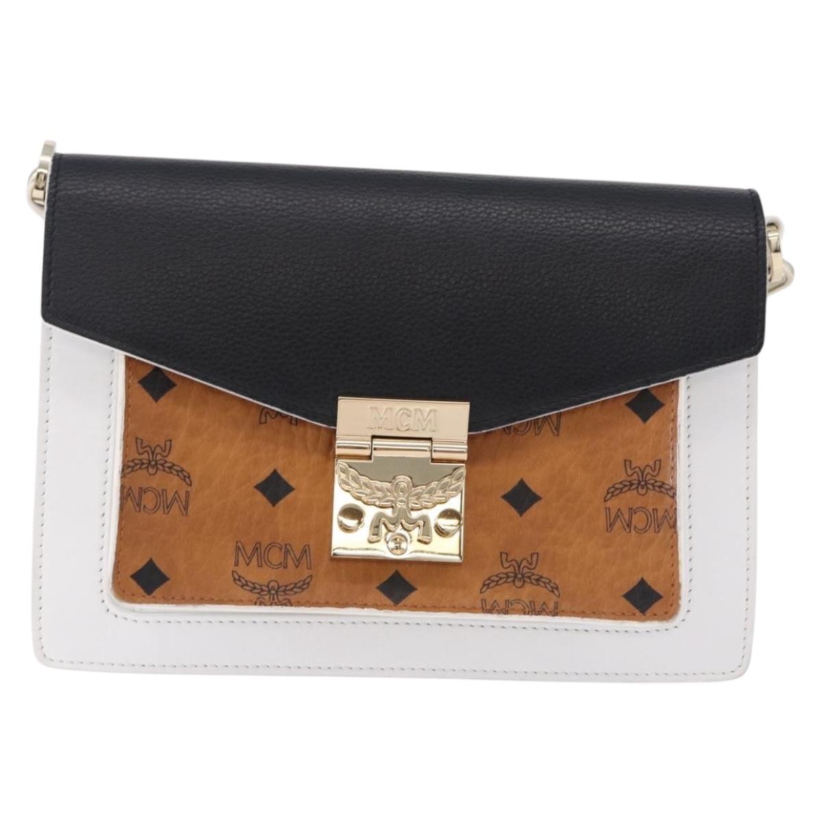 MCM Vicetos Shoulder Bag Leather Brown Gold Tone Auth ka5518A