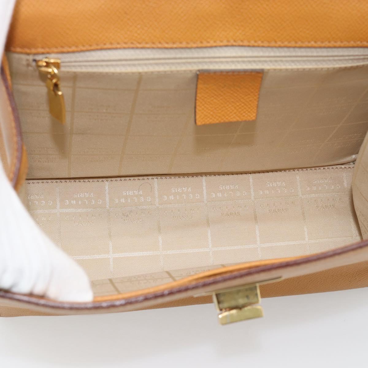 CELINE Hand Bag Leather Brown Gold Tone Auth ka5521A