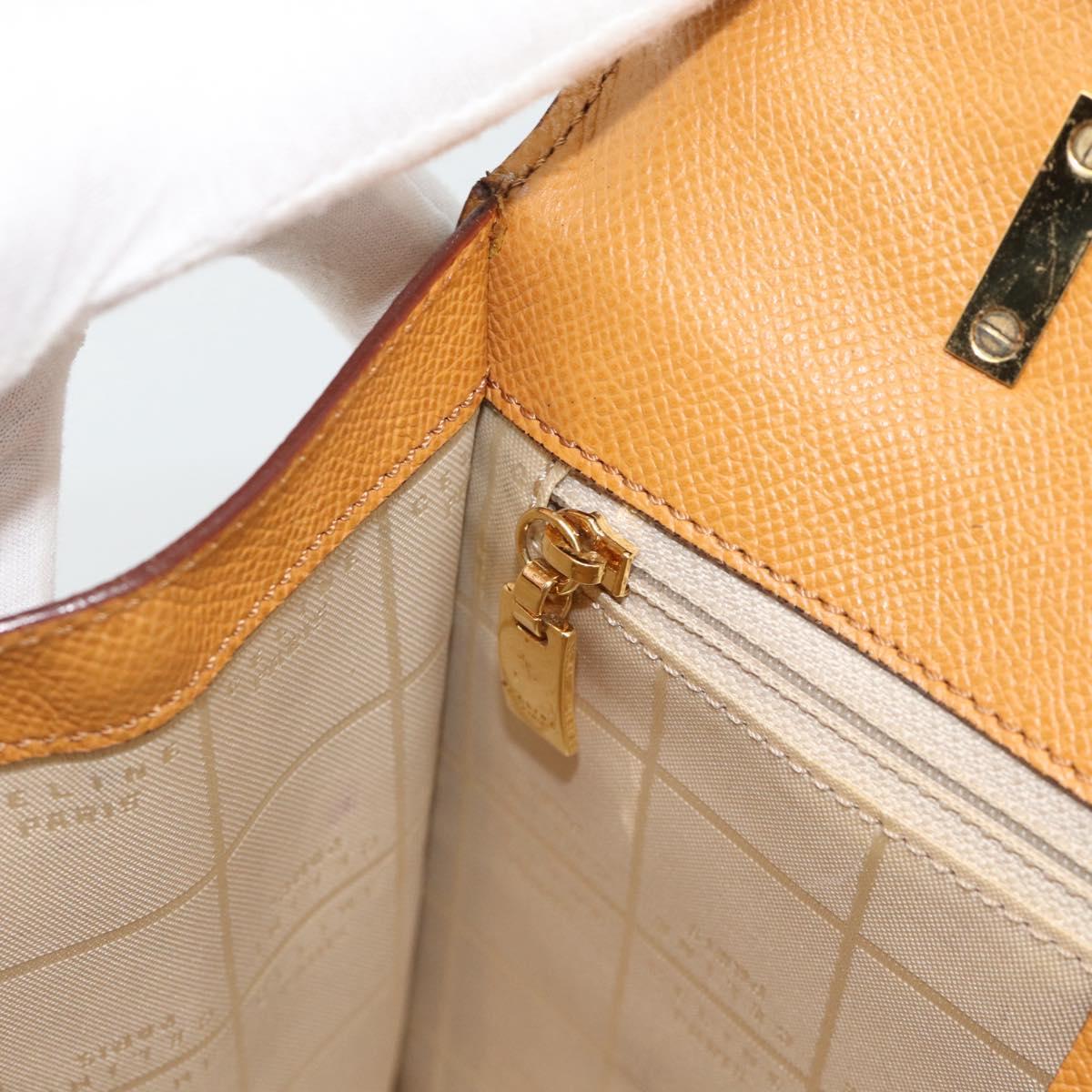 CELINE Hand Bag Leather Brown Gold Tone Auth ka5521A