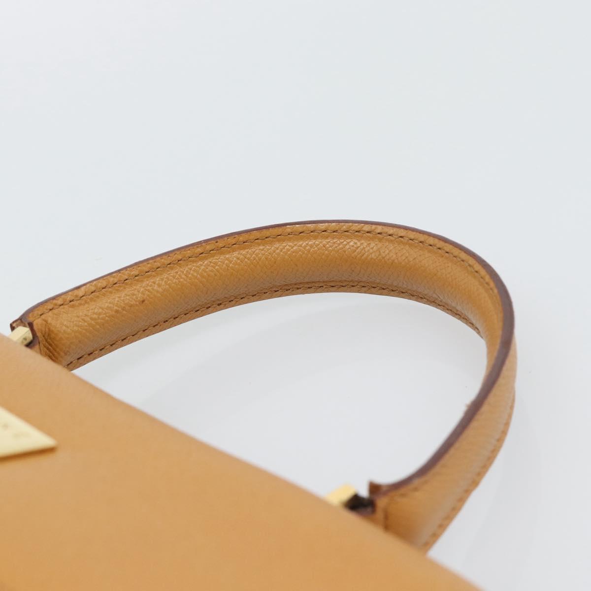 CELINE Hand Bag Leather Brown Gold Tone Auth ka5521A