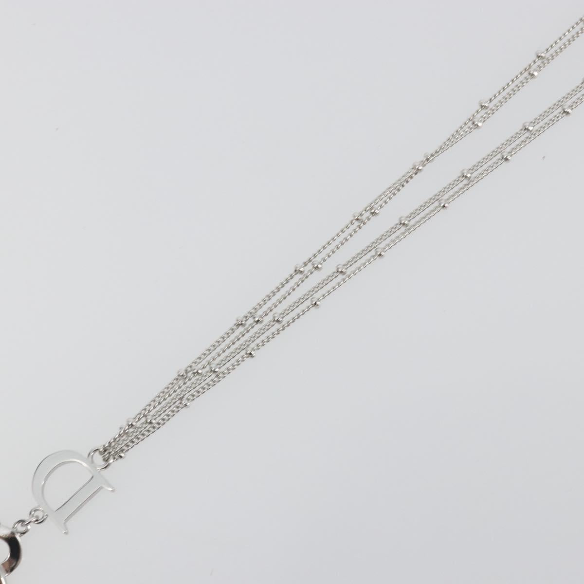 Christian Dior Necklace Metal Silver Auth ka5524