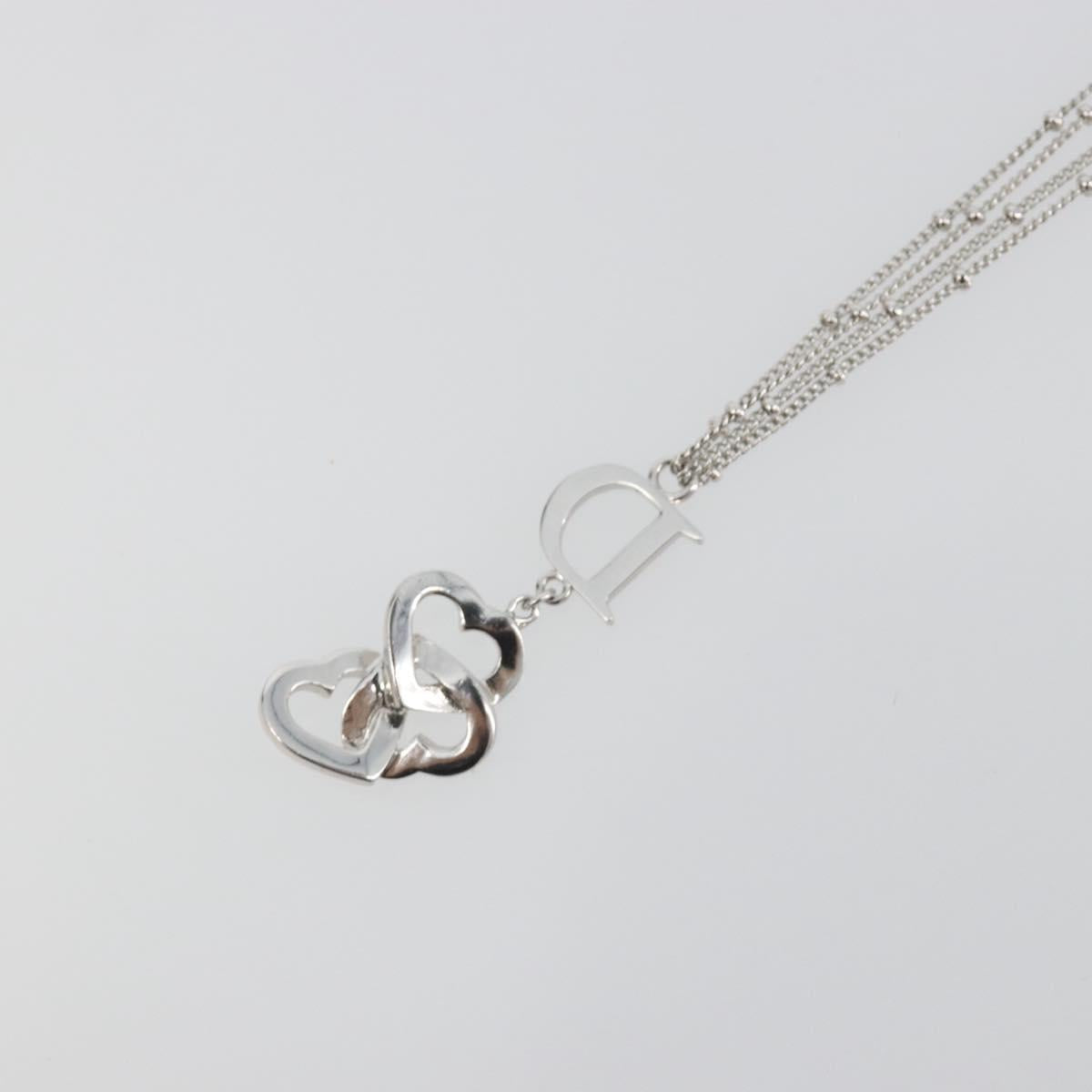 Christian Dior Necklace Metal Silver Auth ka5524