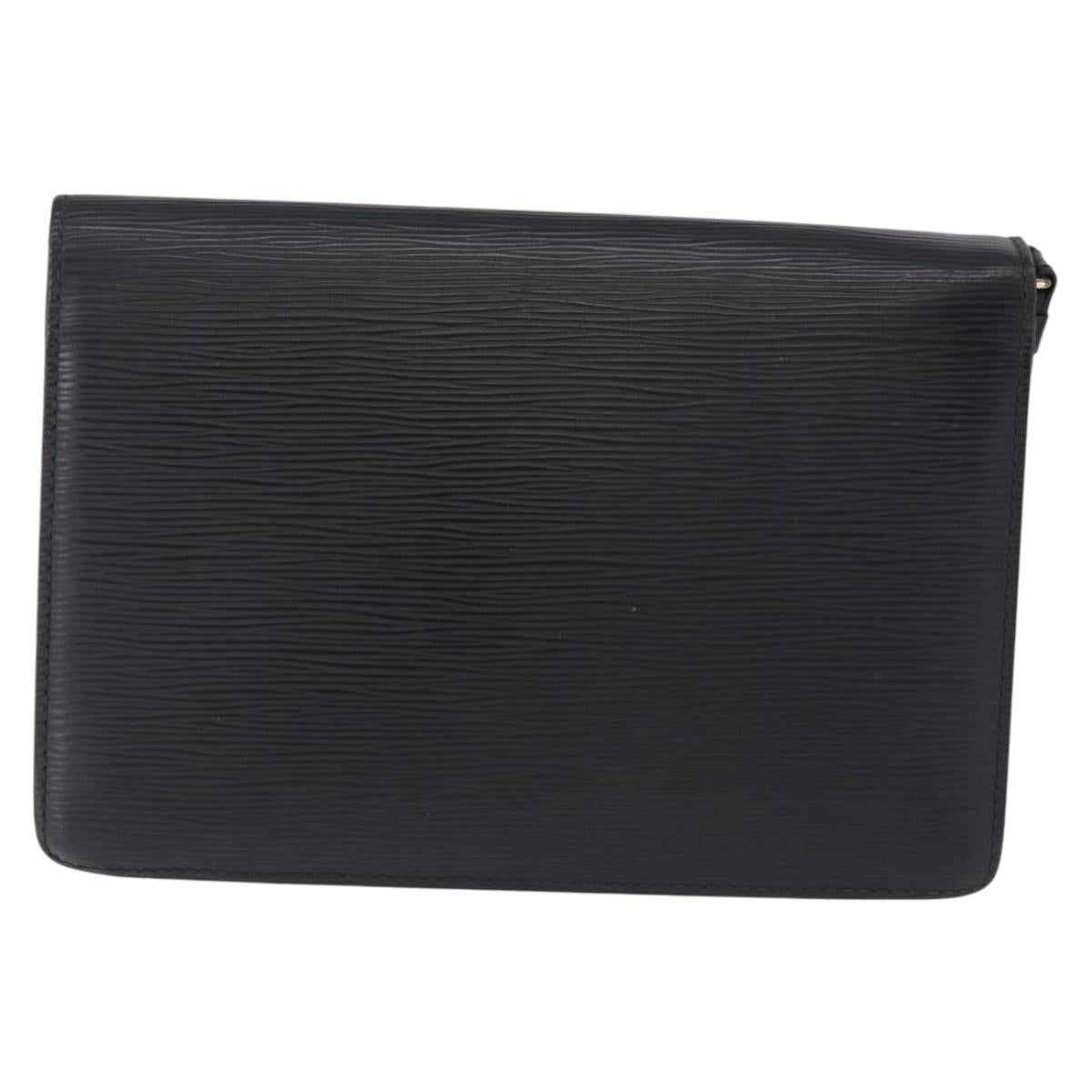 LOUIS VUITTON Epi Sellier Dragonne Clutch Bag Black M52612 LV Auth ka5527