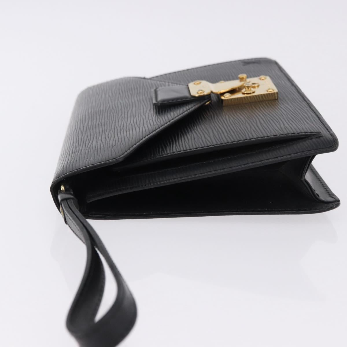 LOUIS VUITTON Epi Sellier Dragonne Clutch Bag Black M52612 LV Auth ka5527