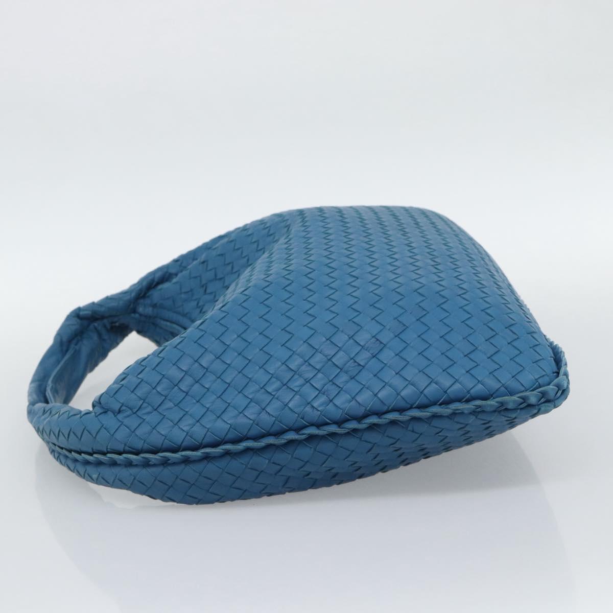 BOTTEGA VENETA INTRECCIATO Shoulder Bag Leather Blue Silver 115654 Auth ka5528SAV