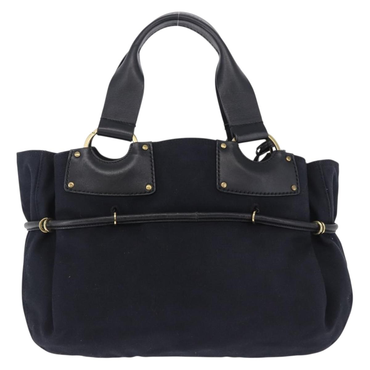 GUCCI Hand Bag Canvas Black Gold Tone 95168 Auth ka5531