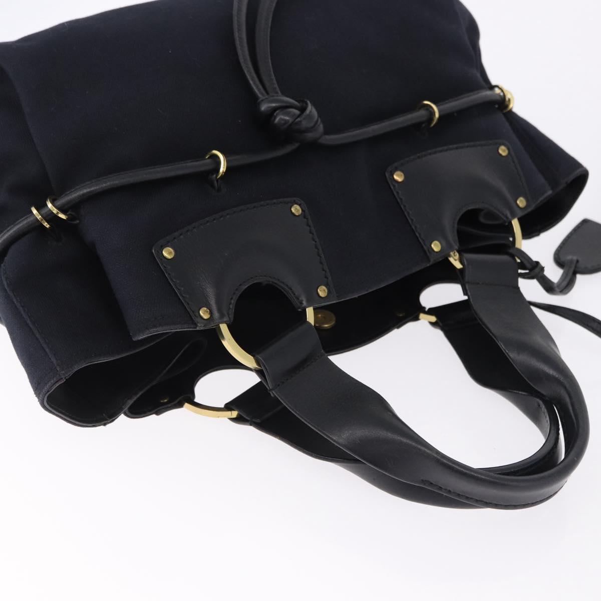 GUCCI Hand Bag Canvas Black Gold Tone 95168 Auth ka5531