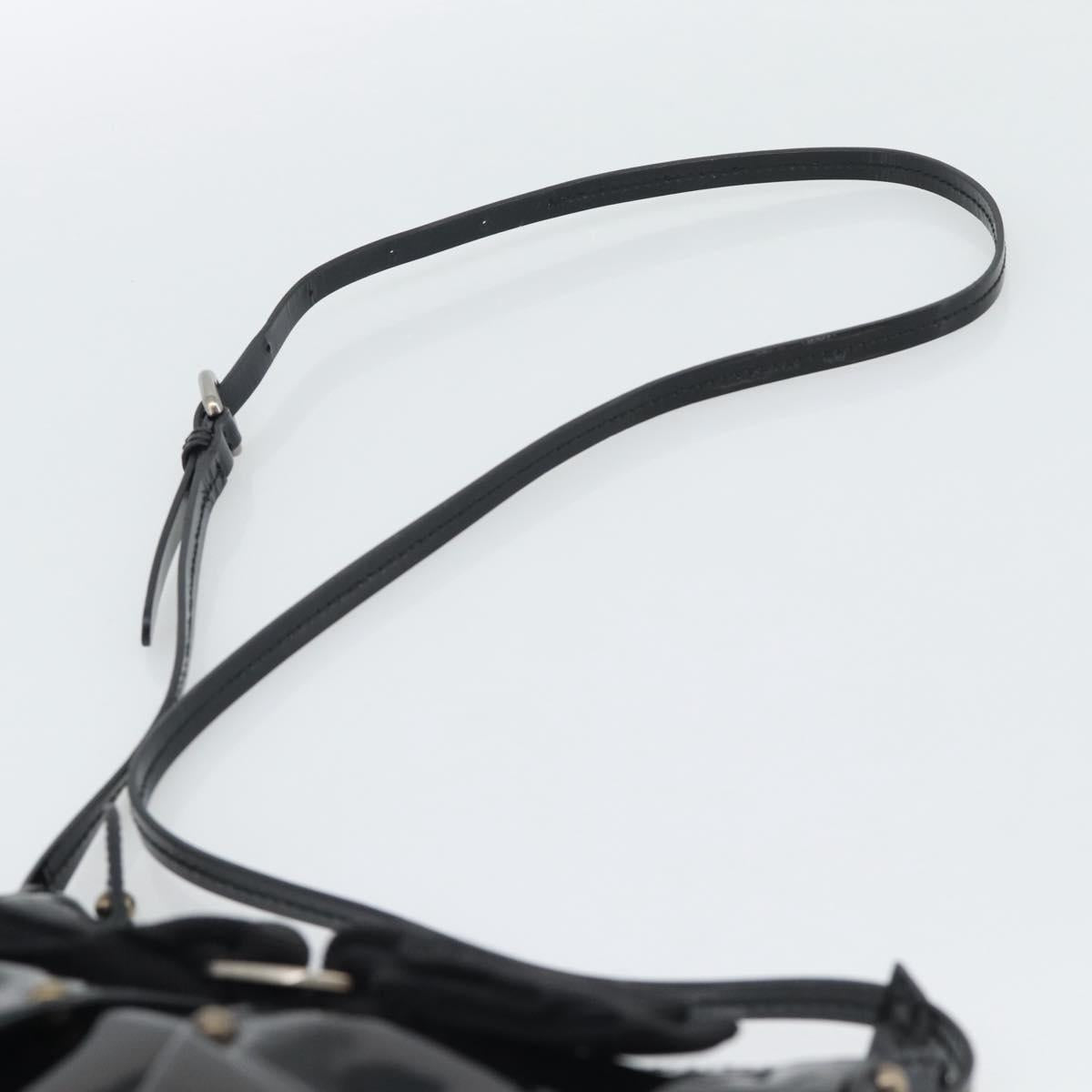 Salvatore Ferragamo Vala Shoulder Bag Patent Black Silver Auth ka5532A