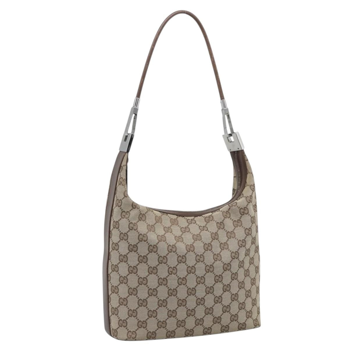 GUCCI GG Canvas Shoulder Bag Beige Silver 001 3814 Auth ka5533A