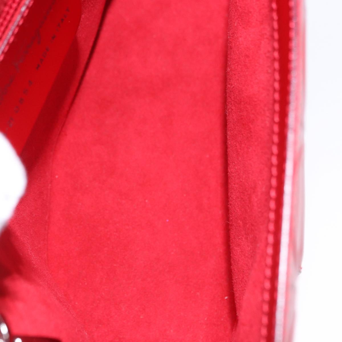 Salvatore Ferragamo Gancini Hand Bag Leather Red Silver Auth ka5534