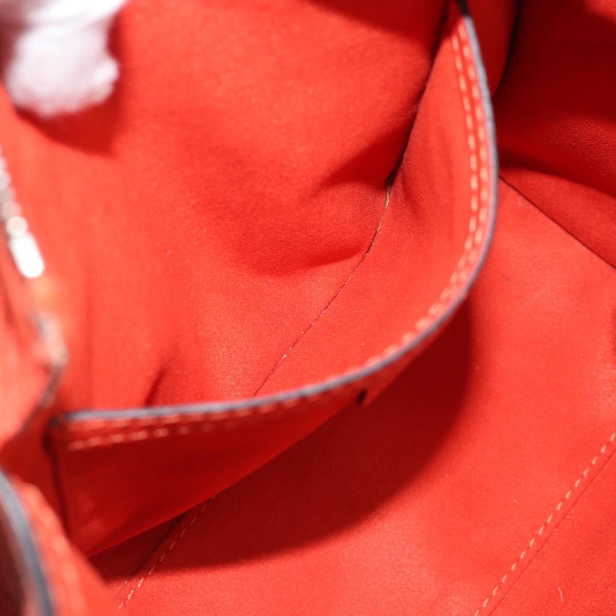 CELINE Luggage Nano Shopper Hand Bag Leather 2way Orange Silver Auth ka5539A