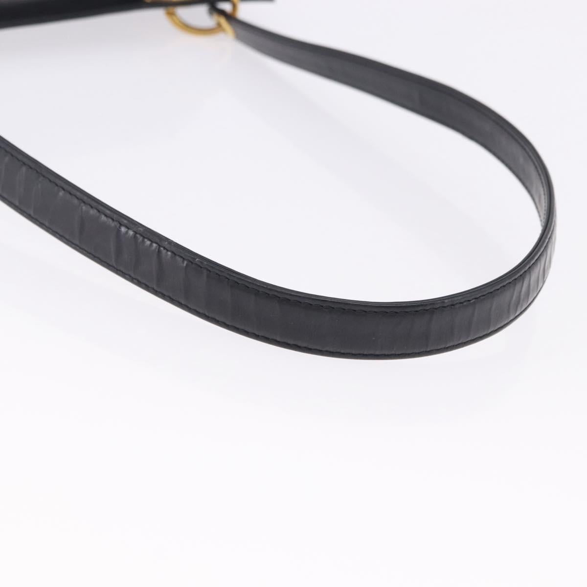 Christian Dior Shoulder Bag Patent Black Gold Tone Auth ka5543