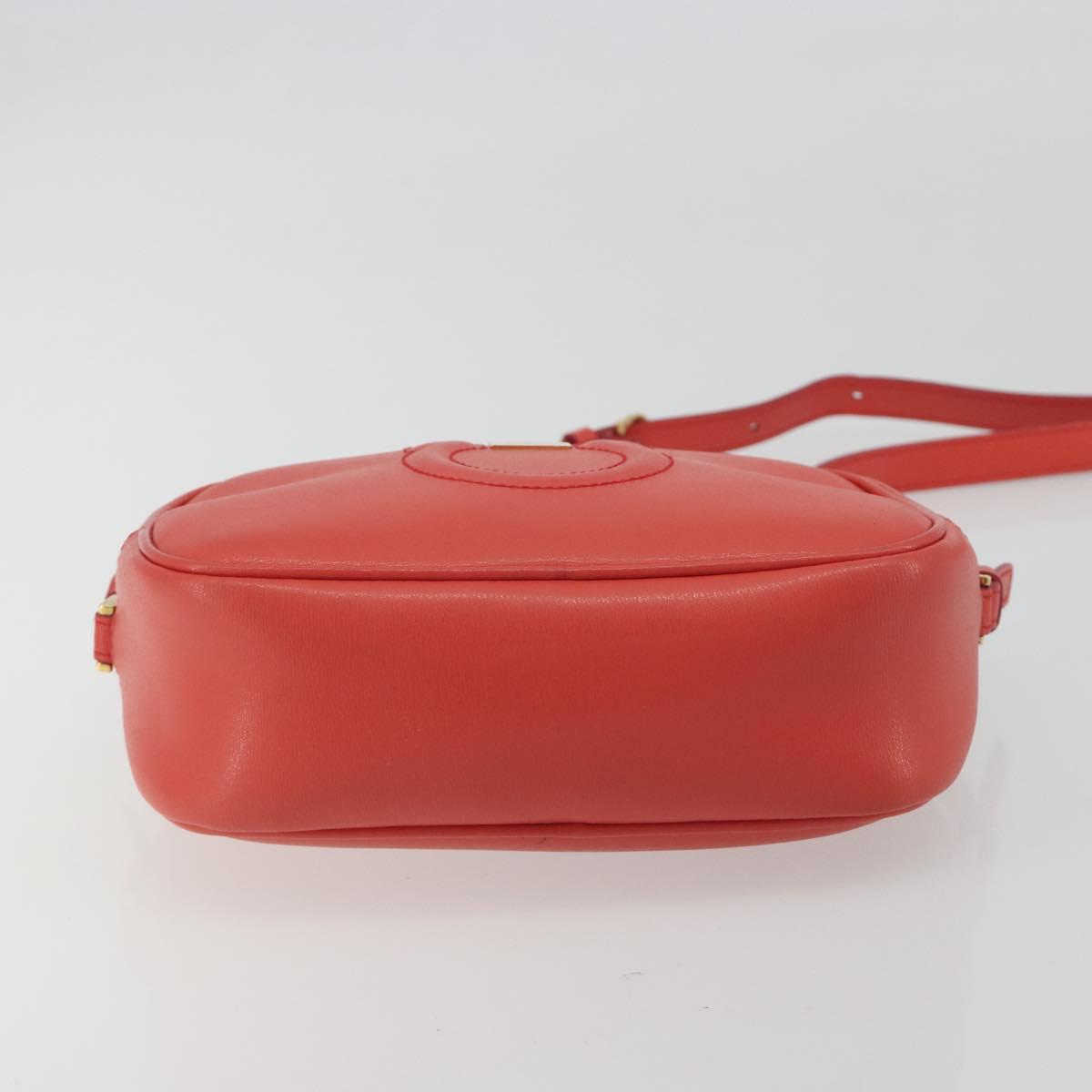 Salvatore Ferragamo Gancini Shoulder Bag Leather Orange Gold Tone Auth ka5544A