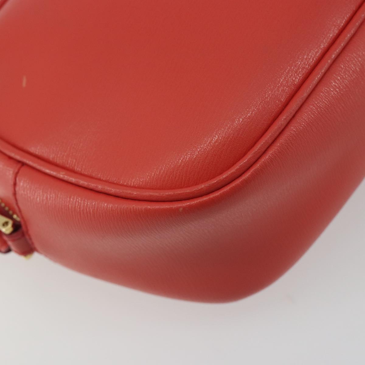 Salvatore Ferragamo Gancini Shoulder Bag Leather Orange Gold Tone Auth ka5544A