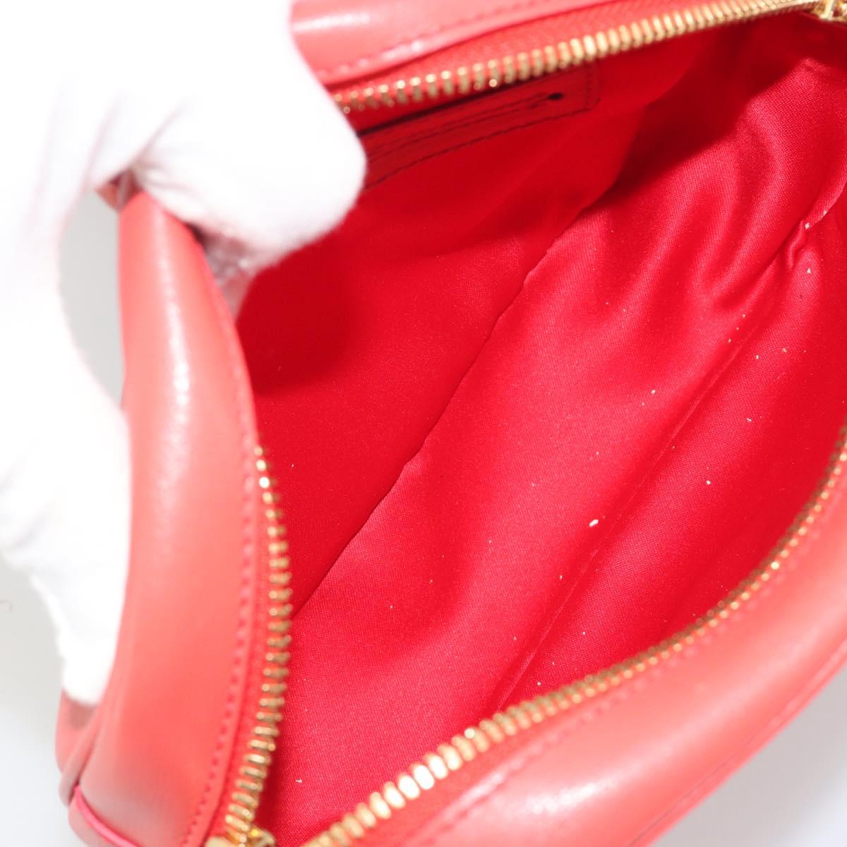Salvatore Ferragamo Gancini Shoulder Bag Leather Orange Gold Tone Auth ka5544A
