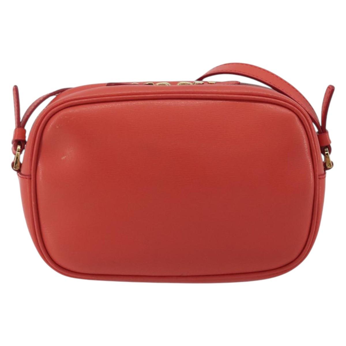 Salvatore Ferragamo Gancini Shoulder Bag Leather Orange Gold Tone Auth ka5544A