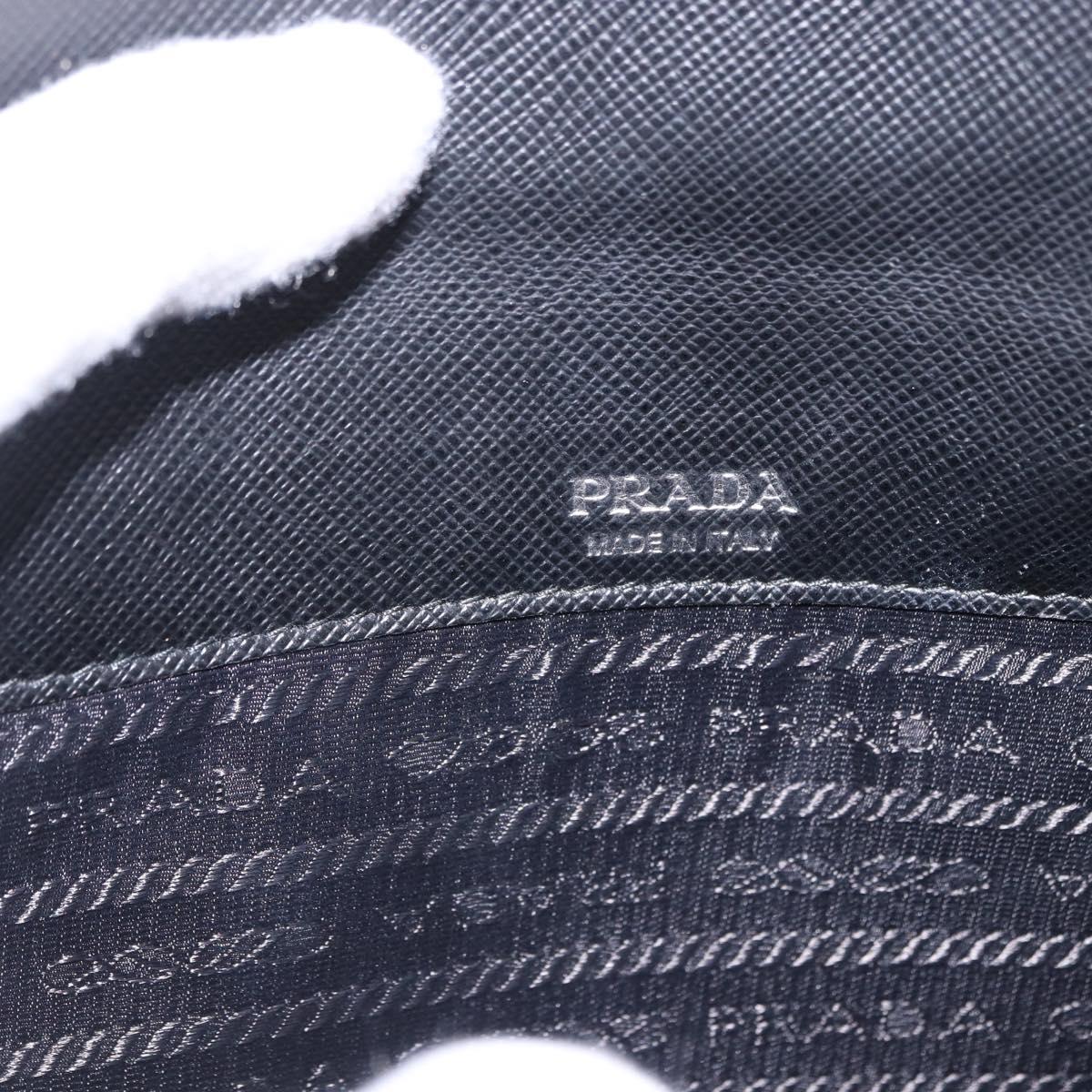 PRADA Shoulder Bag Saffiano leather Black Silver Auth ka5546A