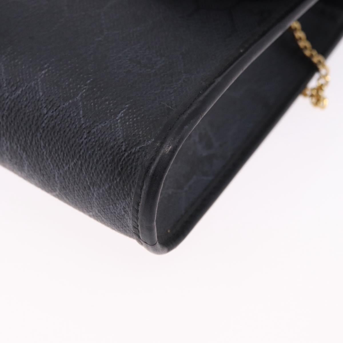 Christian Dior Honeycomb Chain Shoulder Bag PVC Leather Black Gold Auth ka5548