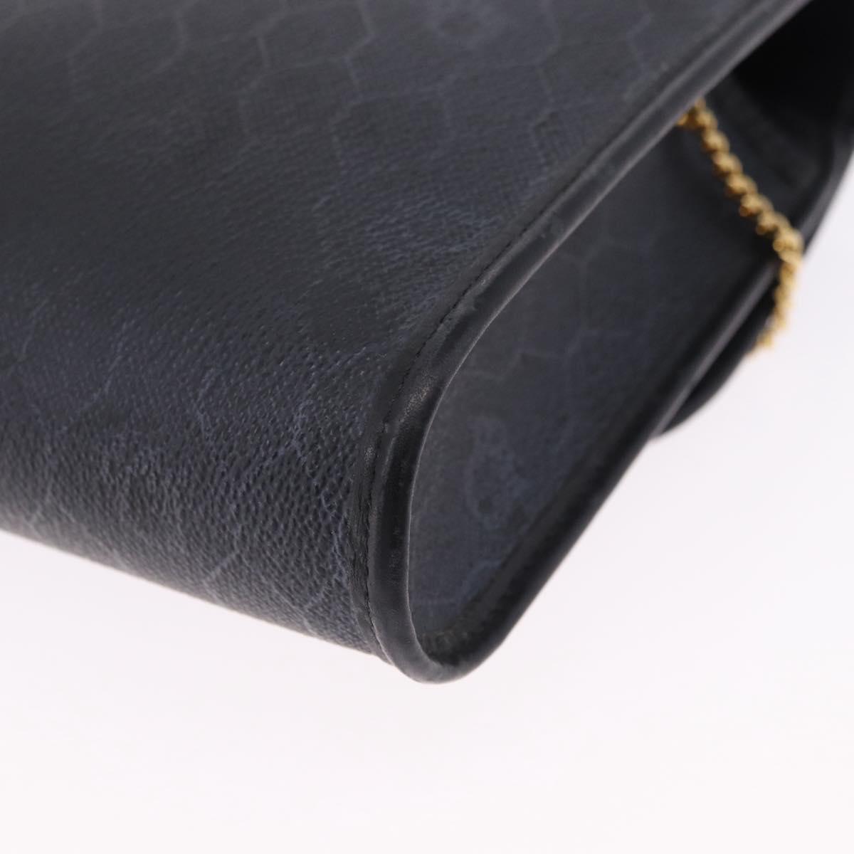 Christian Dior Honeycomb Chain Shoulder Bag PVC Leather Black Gold Auth ka5548