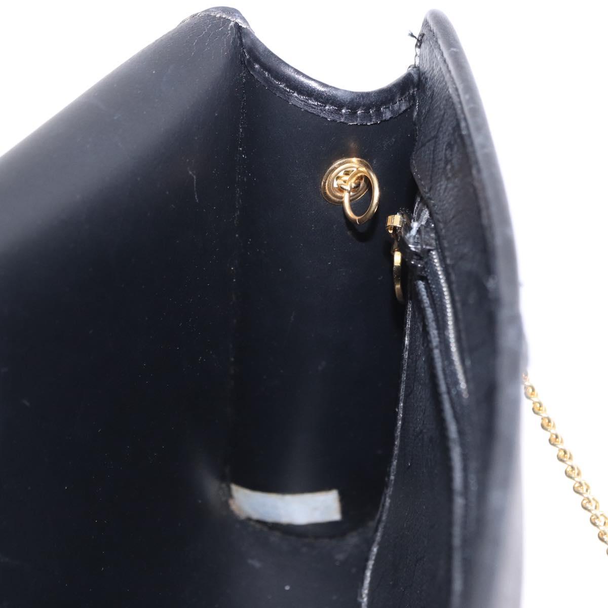 Christian Dior Honeycomb Chain Shoulder Bag PVC Leather Black Gold Auth ka5548