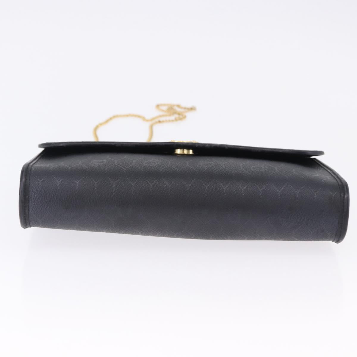 Christian Dior Honeycomb Chain Shoulder Bag PVC Leather Black Gold Auth ka5548