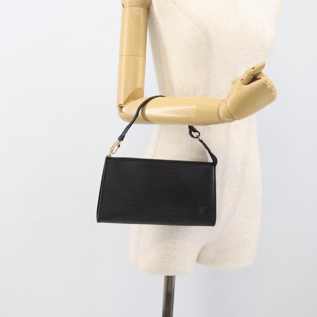 LOUIS VUITTON Epi Pochette Accessoires Accessory Pouch Black M52982 Auth ka5553