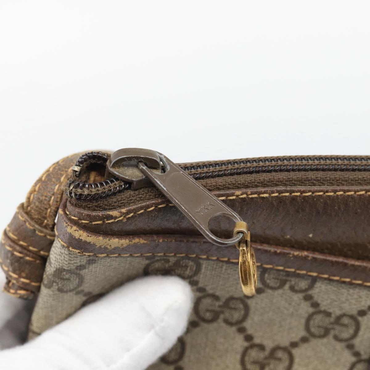 GUCCI GG Supreme Shoulder Bag PVC Leather Beige Gold Tone 904 02 020 Auth ka5554