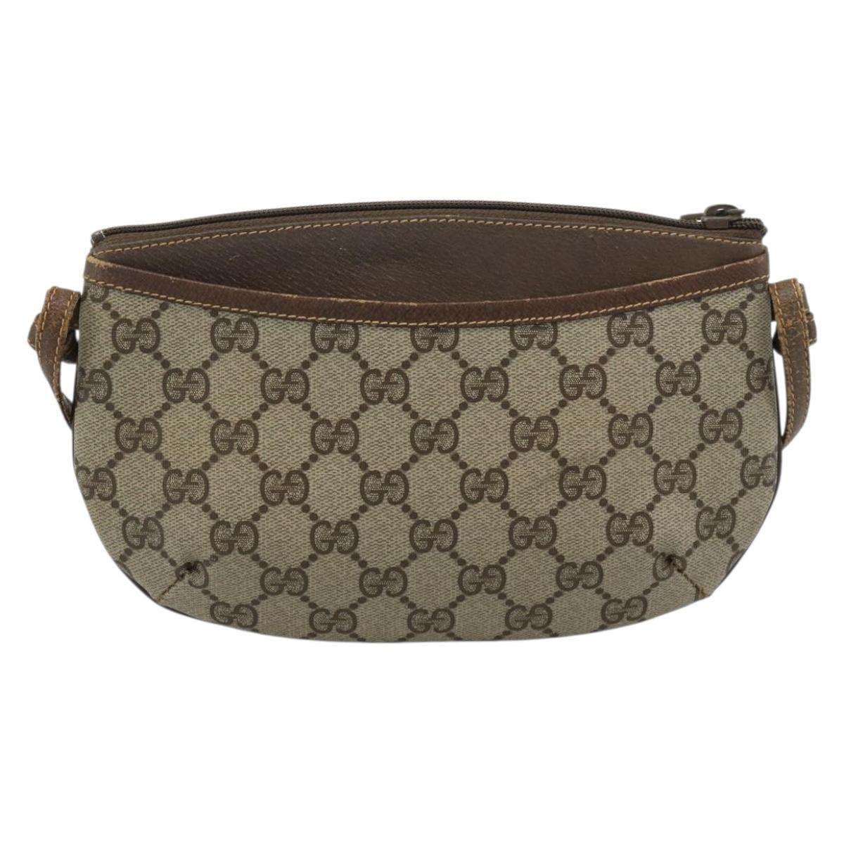GUCCI GG Supreme Shoulder Bag PVC Leather Beige Gold Tone 904 02 020 Auth ka5554