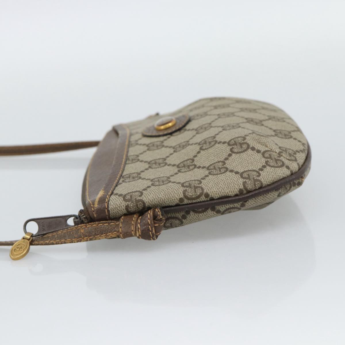 GUCCI GG Supreme Shoulder Bag PVC Leather Beige Gold Tone 904 02 020 Auth ka5554