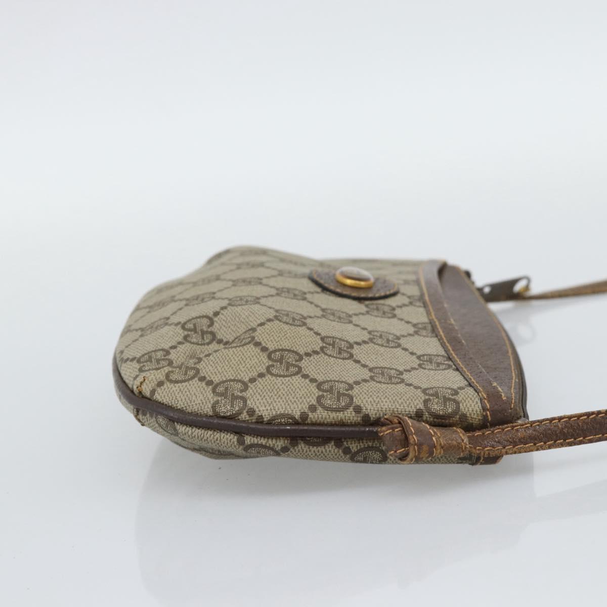 GUCCI GG Supreme Shoulder Bag PVC Leather Beige Gold Tone 904 02 020 Auth ka5554