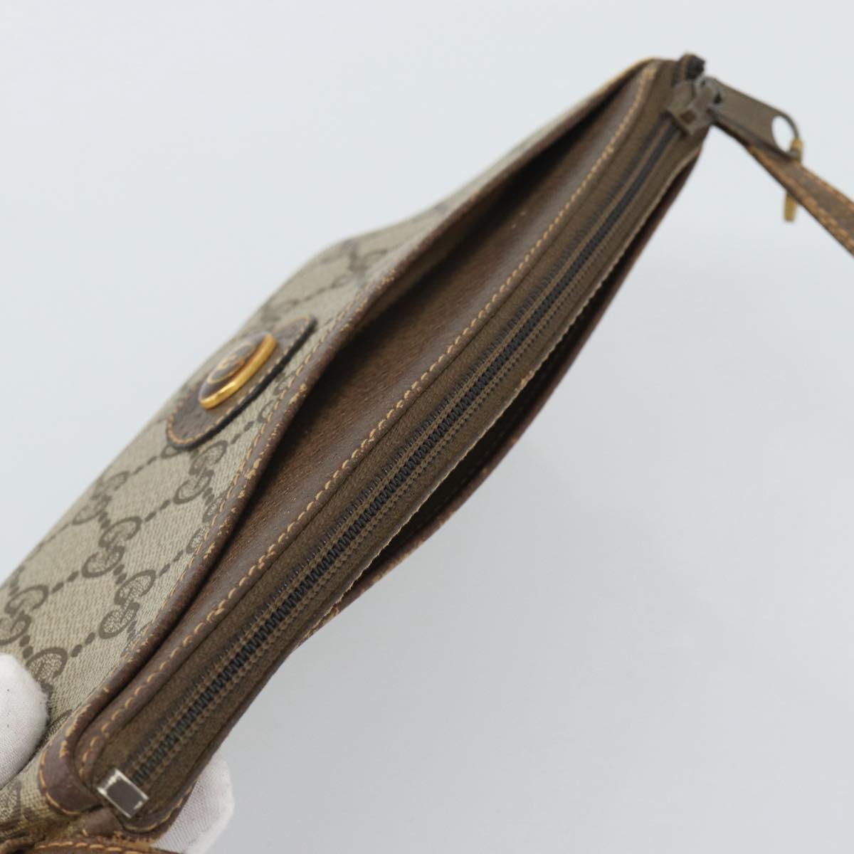 GUCCI GG Supreme Shoulder Bag PVC Leather Beige Gold Tone 904 02 020 Auth ka5554