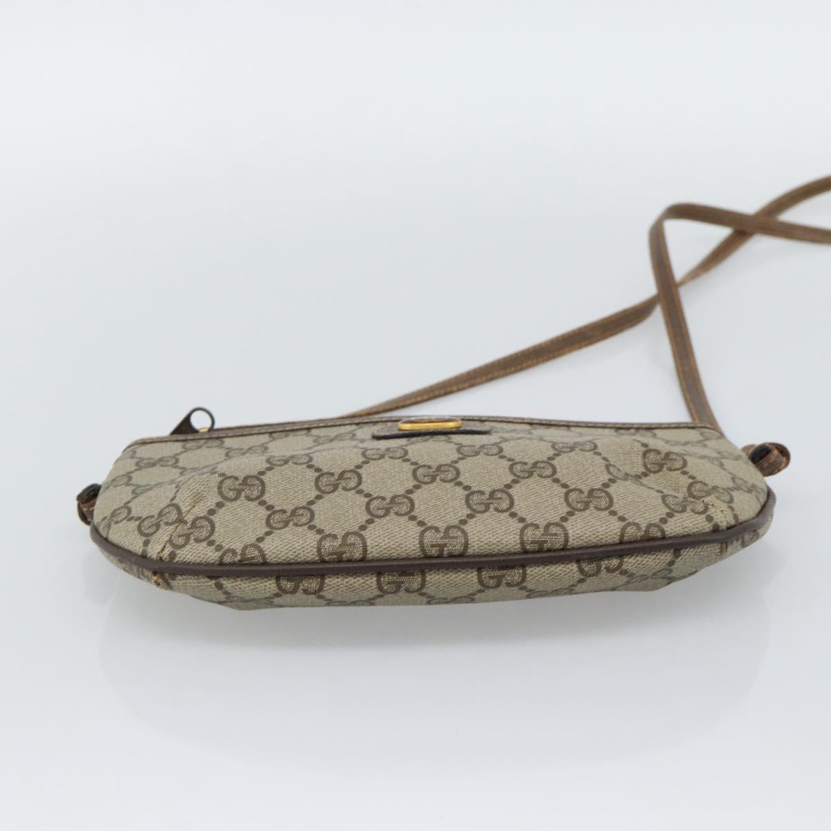 GUCCI GG Supreme Shoulder Bag PVC Leather Beige Gold Tone 904 02 020 Auth ka5554