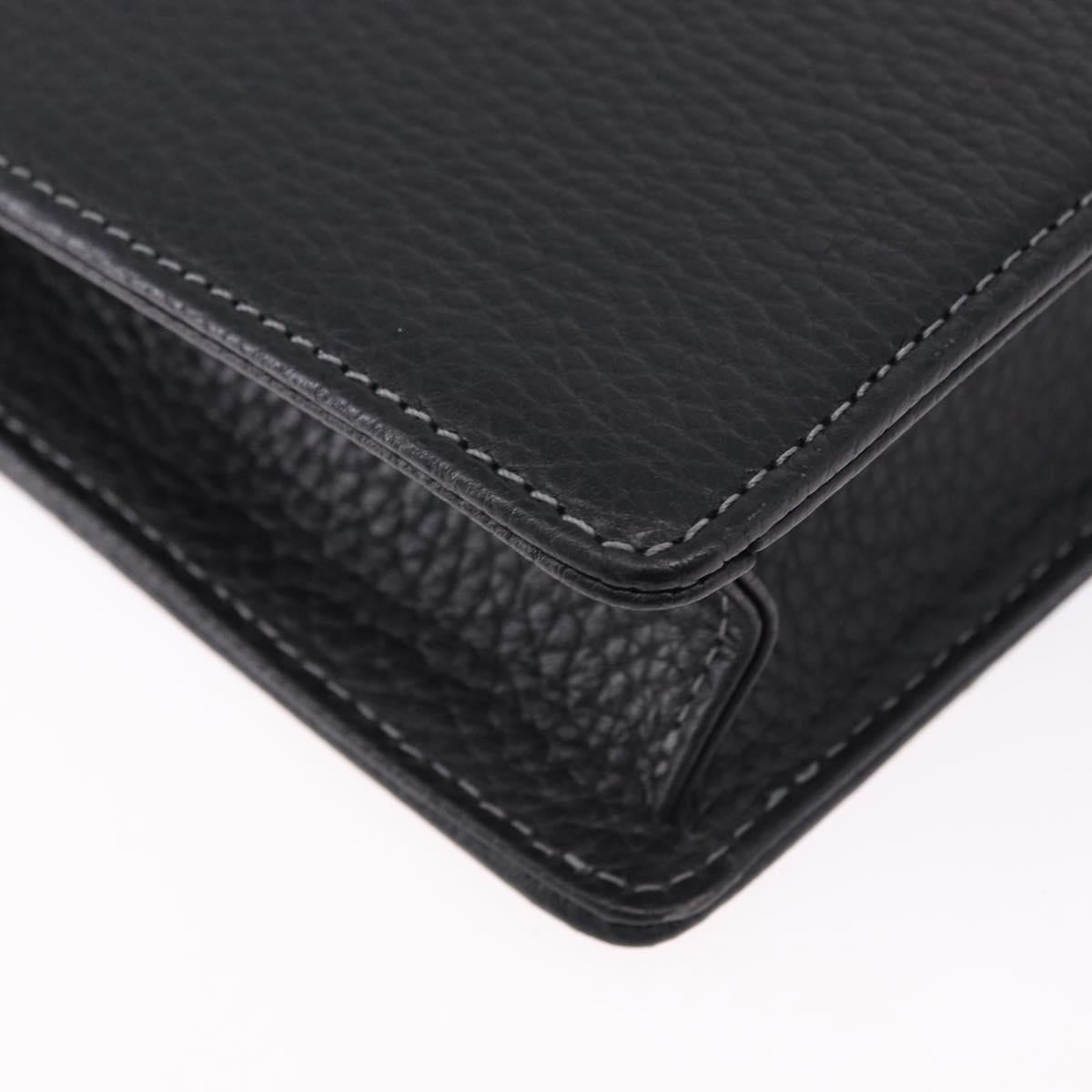 BURBERRY Business Bag Leather Black Silver Auth ka5555A