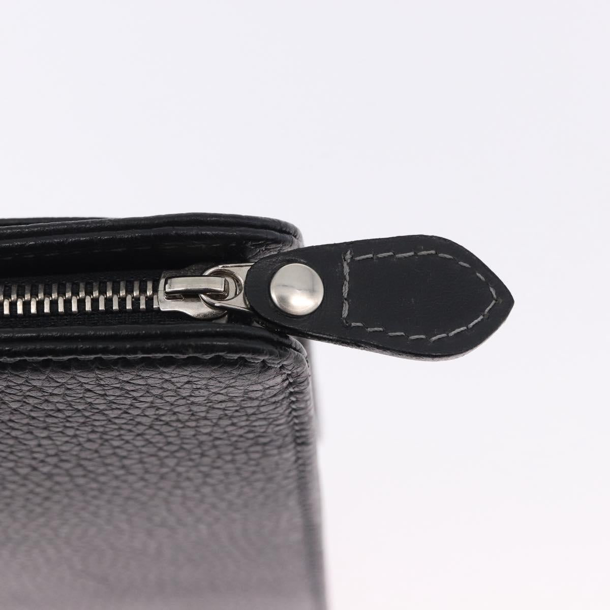 BURBERRY Business Bag Leather Black Silver Auth ka5555A
