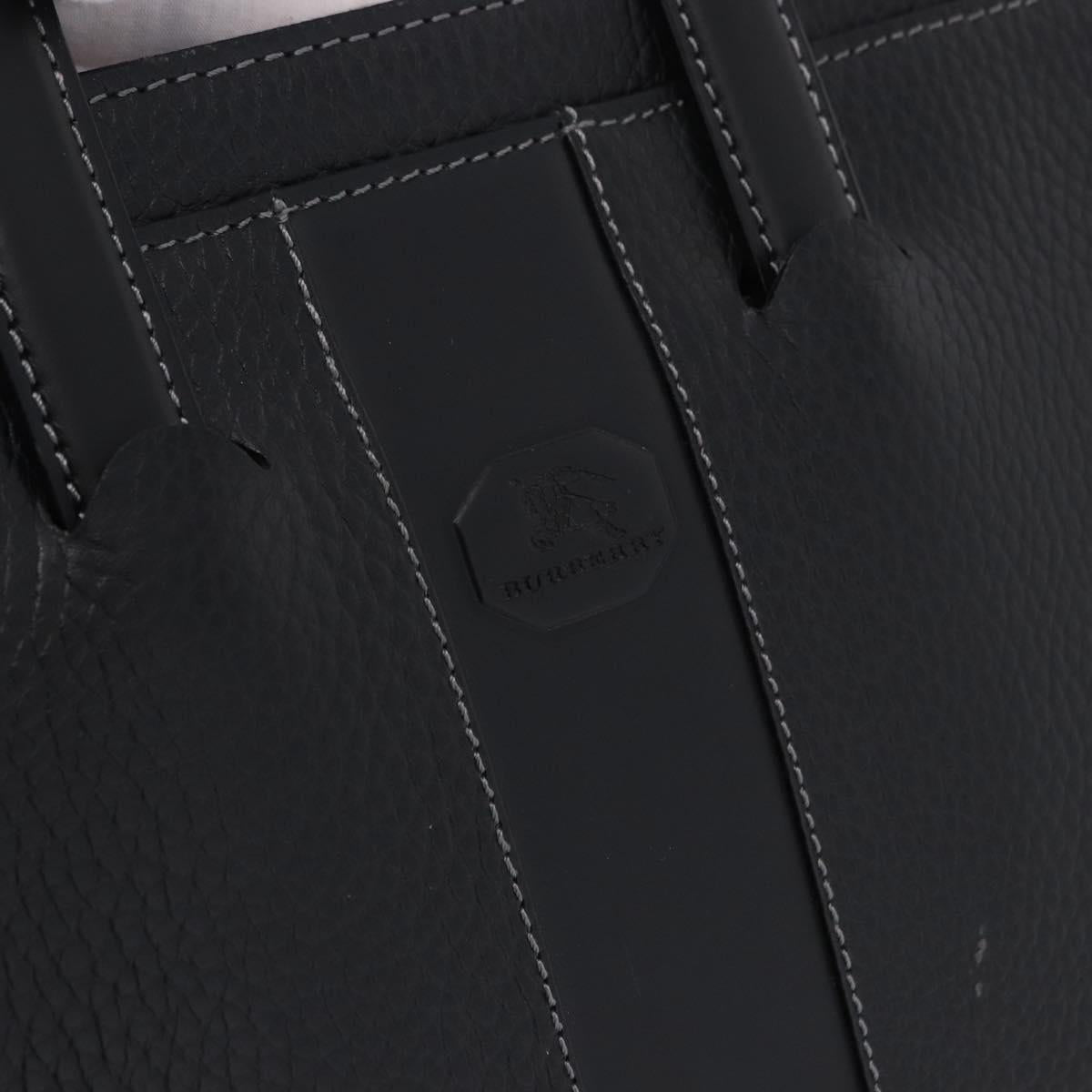 BURBERRY Business Bag Leather Black Silver Auth ka5555A
